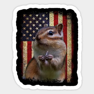 American Flag Chipmunk Whispers, Stylish Tee for Nature Lovers Sticker